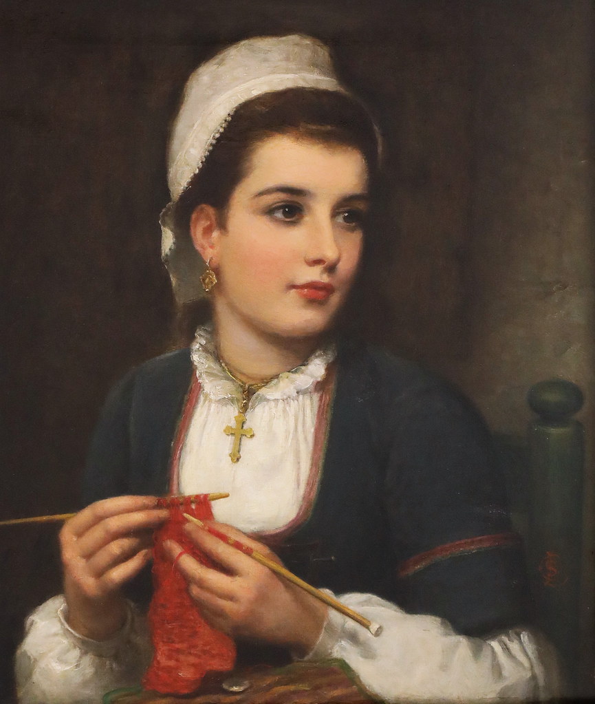 Charles Sillem Lidderdale «A young woman knitting»