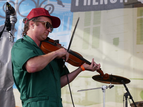 Louis Michot with Lost Bayou Ramblers at French Quarter Fest 2023. Photo by Louis Crispino.