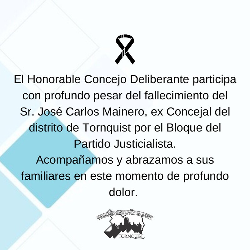 El Honorable Concejo Deliberante participa con profundo pesar del fallecimiento del Sr. José "Pepe" Bordoni, padre del Intendente Municipal Sergio Bordoni. - 1