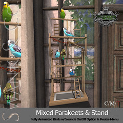 Swank & Co. Mixed Parakeets & Stand