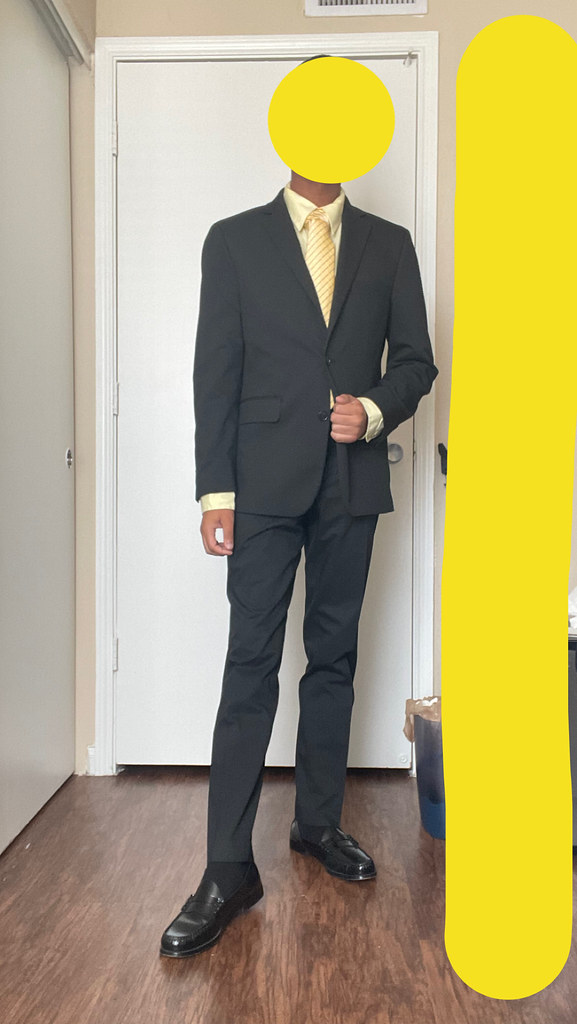 Yellow dress shirt, yellow Bespoke tie, black suit jacket… | Flickr