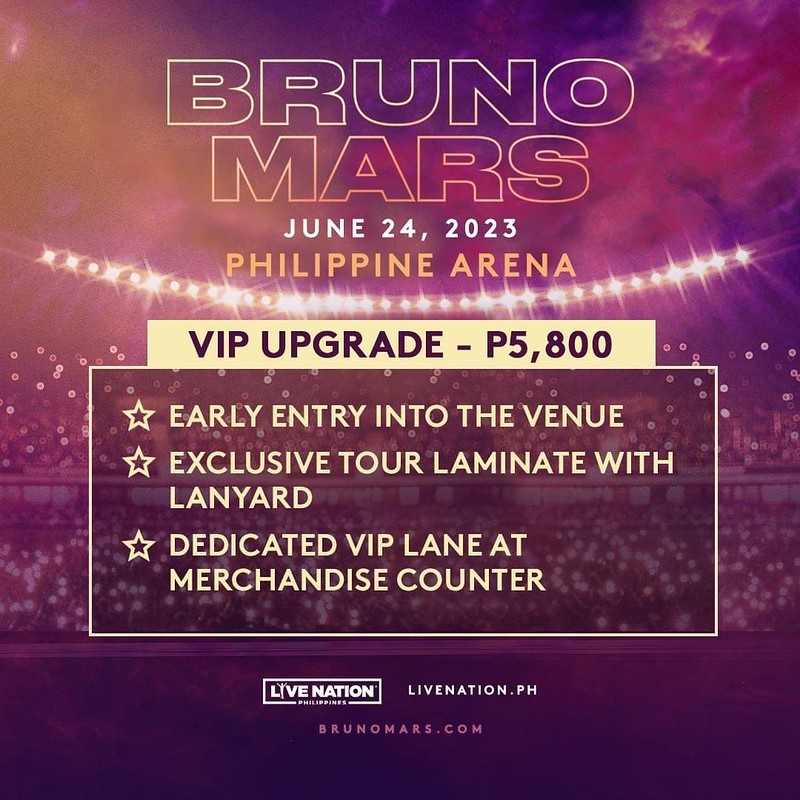 Bruno Mars Live in Manila 2023! Ticket Prices, Details and VIP Upgrade