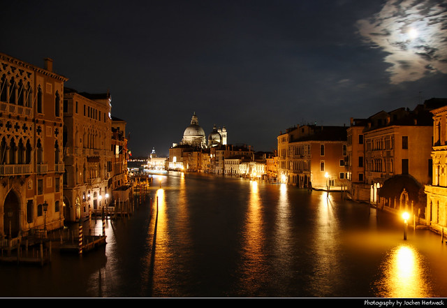 Nighttime View from Ponte dell'Accademia, Venice, Italy