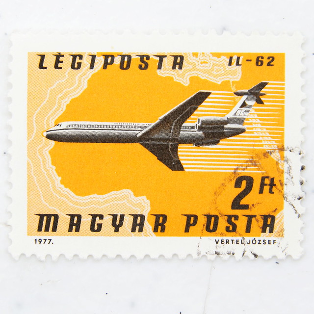 World Stamps - HUNGARY 1977 IL-62 Plane of CSA over North Africa