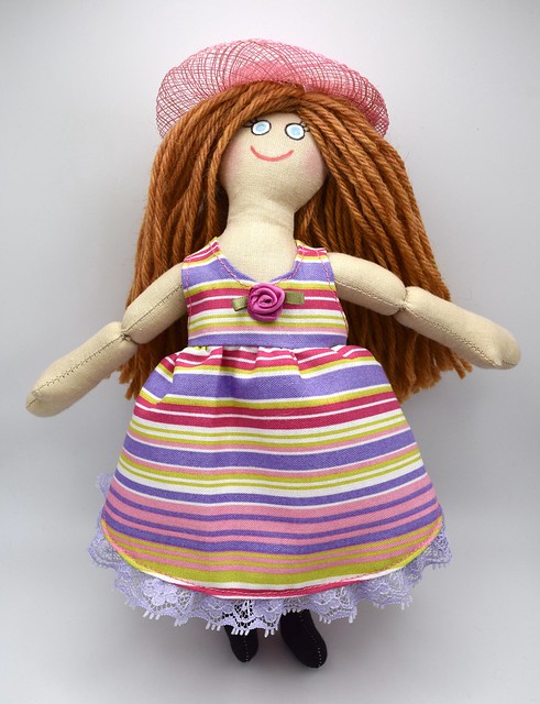 Redhead Girl Doll in Pinafore & Bloomers