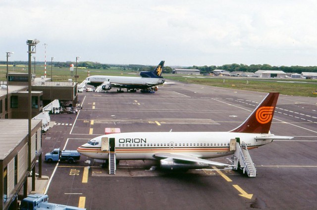 G-BKHO : Boeing 737-2T5 : Orion Airways : Newcastle Airport : June 1988 (photo taken by my late father Bill Allan)