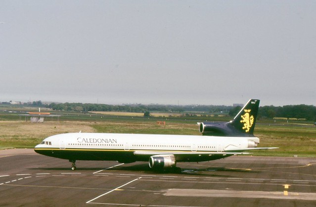 G-BBAJ : Tristar : Caledonian Airways : Newcastle Airport : June 1988 (photo taken by my late father Bill Allan)