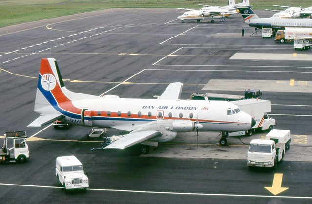 G-BIUV : HS.748 2A : Dan-Air : Newcastle Airport : June 1988 (photo taken by my late father Bill Allan)