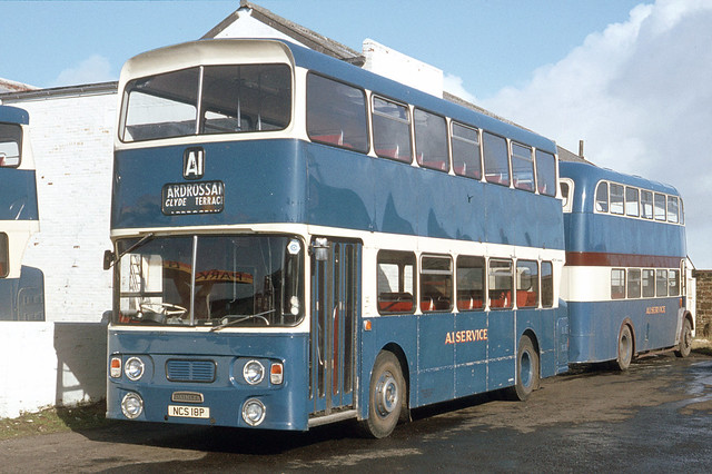 Ayrshire Bus Owners ( A1 Service ) Ltd  / Duff . Ardrossan , Ayrshire , Scotland . NCS18P . Ardrossan Bus Station , Ayrshire , Scotland . Tuesday morning 22nd-March-1978 .