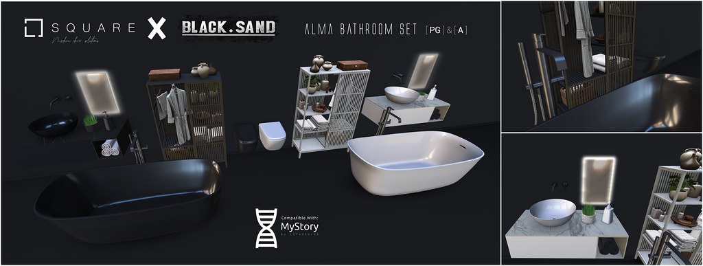 [ SQUARE ] + BLACK.SAND – ALMA Bathroom set @ ALPHA  [ April round ]
