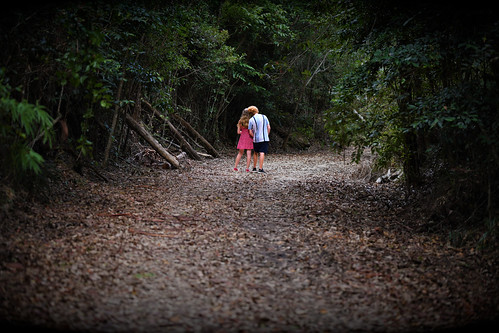 people couple track forest
