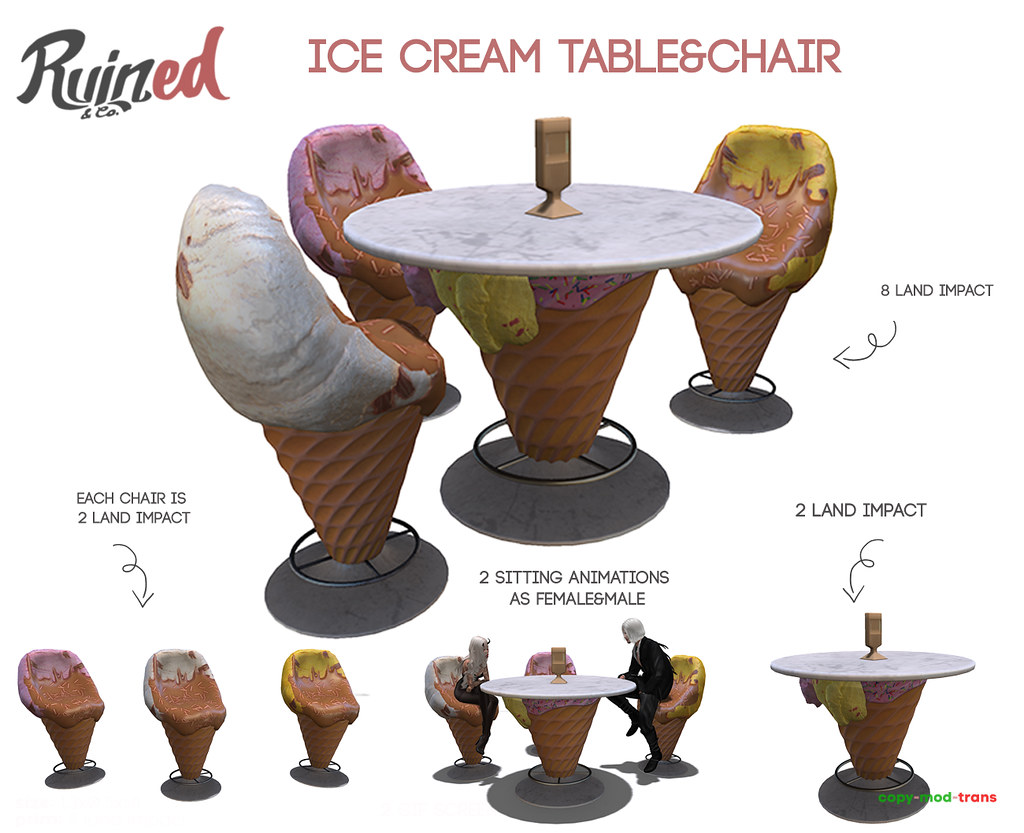 ice cream chair and table