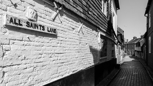 All Saints Lane, Canterbury by S.R.Murphy, april2023 canterbury fujifilmxt4 fujinonxf1680mm kent urban urbanlandscape 16x9 allsaintslane bw bnw