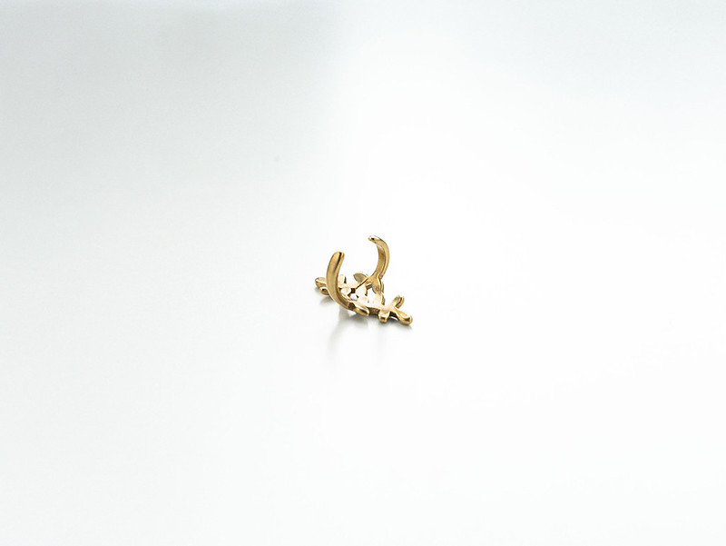純銀 耳環/耳夾 金色 - GAIA - 絮 * 黃銅耳骨夾