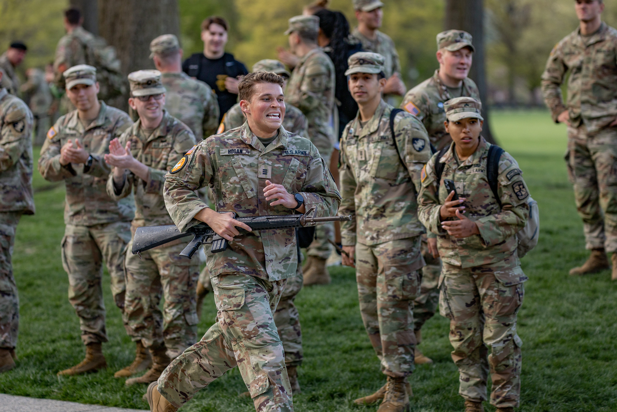 Teams conduct a relay race to determine the order of movement for the 2023 Sandhurst Military Skills Competition hosted at West Point, N.Y., Apr. 24, 2023. (U.S. Army Photo by Cadet Noah Murray)