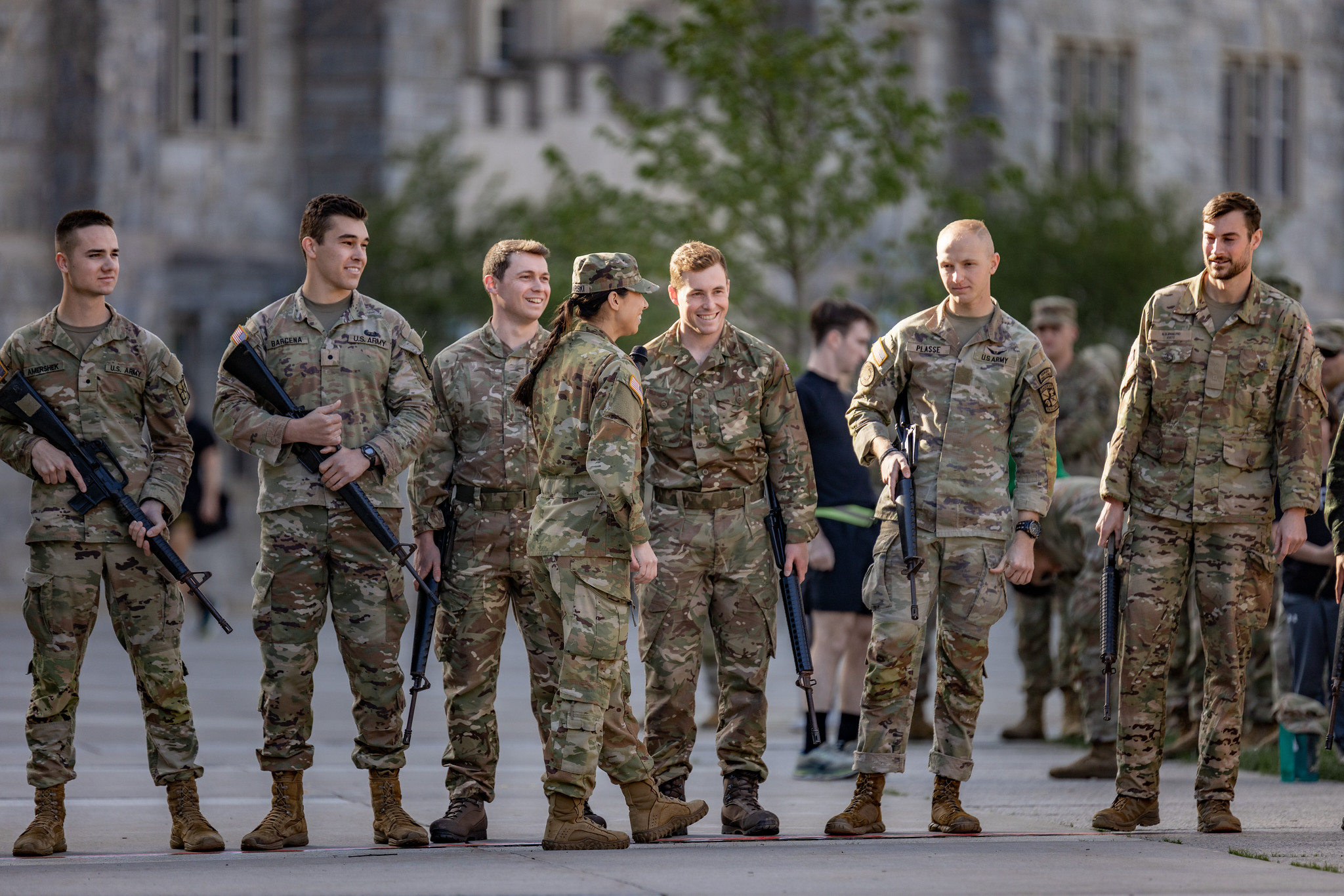 Teams conduct a relay race to determine the order of movement for the 2023 Sandhurst Military Skills Competition hosted at West Point, N.Y., Apr. 24, 2023. (U.S. Army Photo by Cadet Noah Murray)