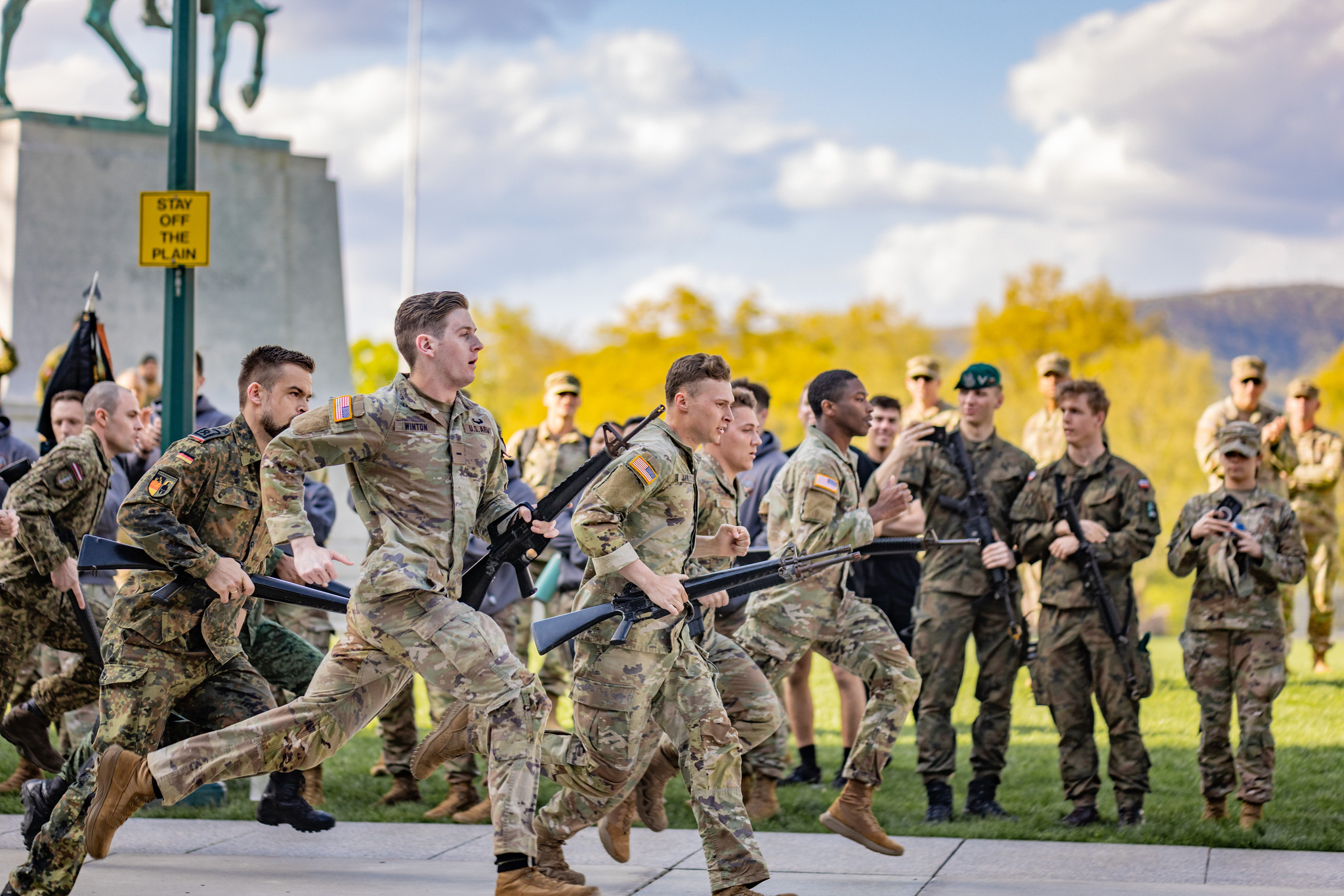 Teams conduct a relay race to determine the order of movement for the 2023 Sandhurst Military Skills Competition hosted at West Point, N.Y., Apr. 24, 2023. (U.S. Army Photo by Cadet Noah Murray)