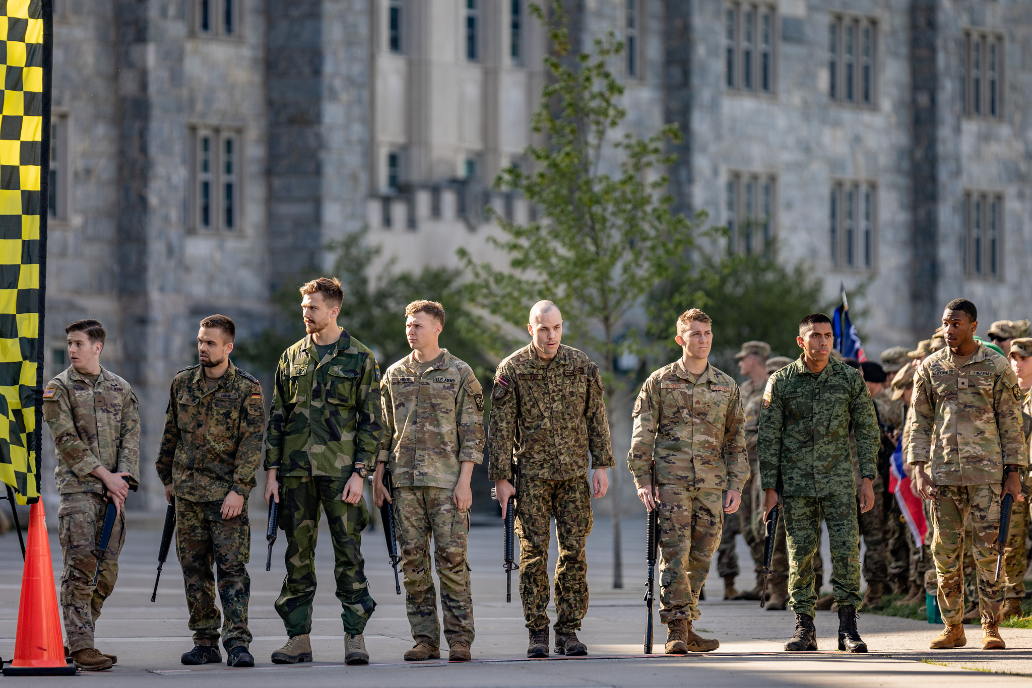 Teams conduct a relay race to determine the order of movement for the 2023 Sandhurst Military Skills Competition hosted at West Point, N.Y., Apr. 24, 2023. (U.S. Army Photo by Cadet Noah Murray)