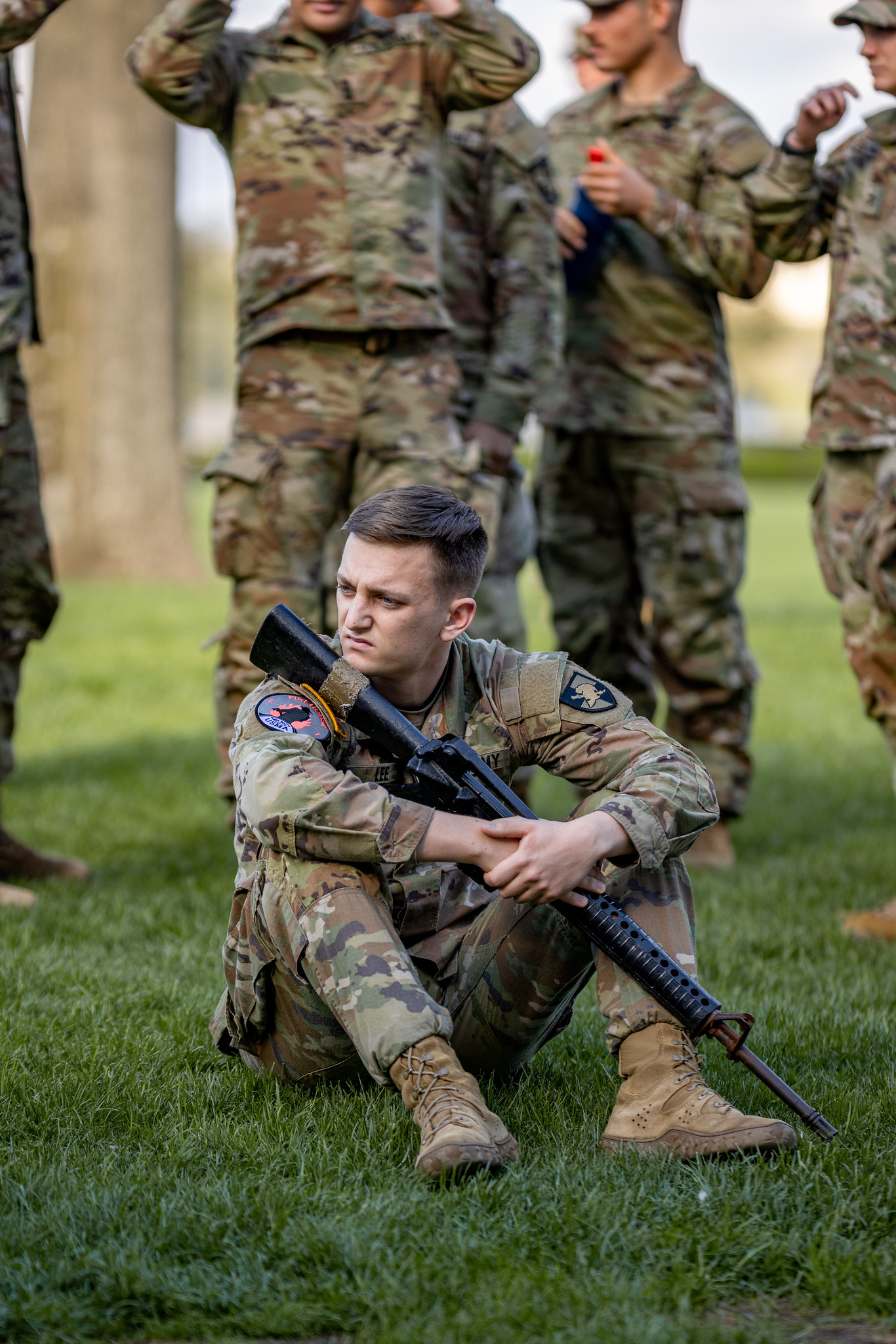 Teams conduct a relay race to determine the order of movement for the 2023 Sandhurst Military Skills Competition hosted at West Point, N.Y., Apr. 24, 2023. (U.S. Army Photo by Cadet Noah Murray)