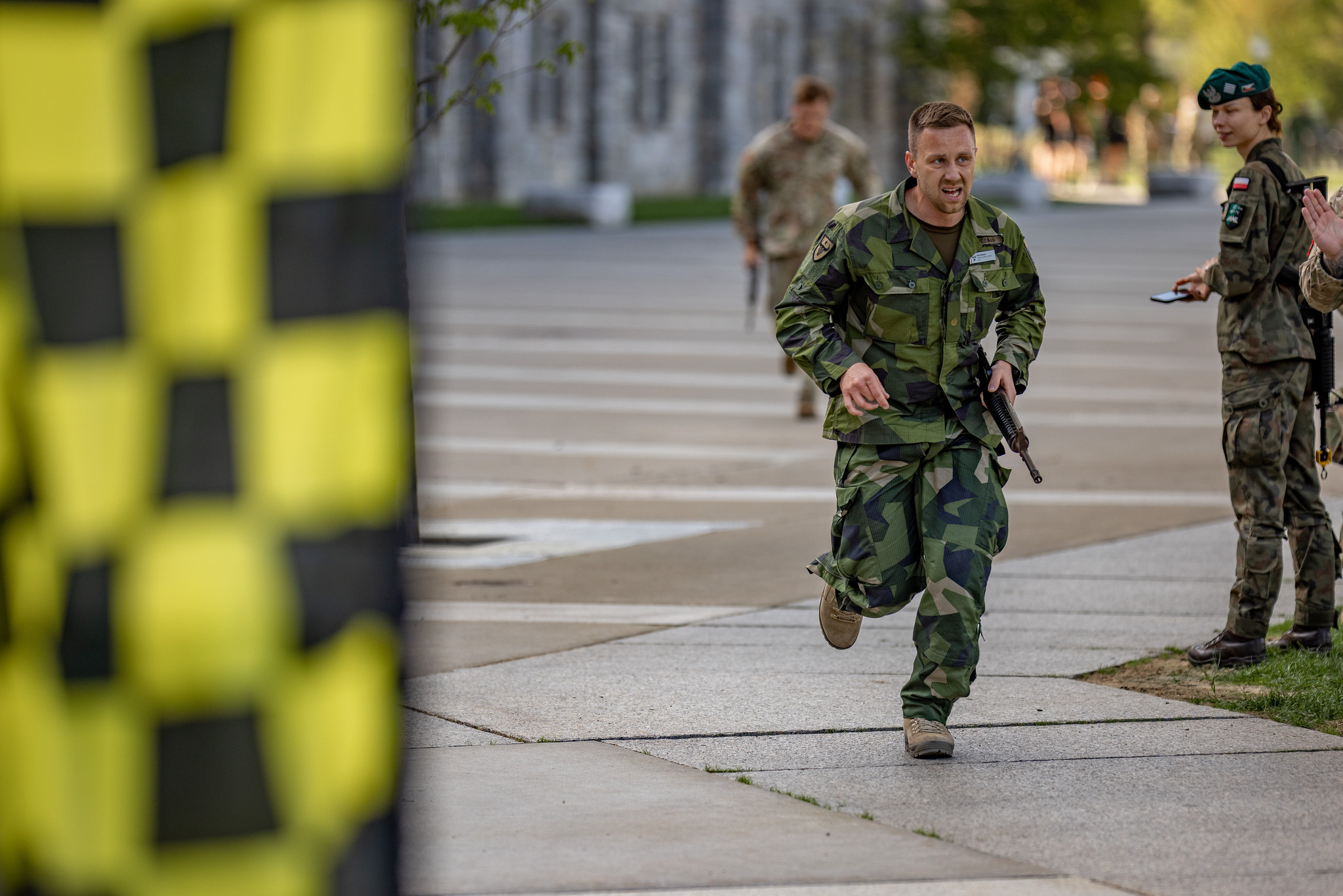 Teams conduct a relay race to determine the order of movement for the 2023 Sandhurst Military Skills Competition hosted at West Point, N.Y., Apr. 24, 2023. (U.S. Army Photo by Cadet Noah Murray)