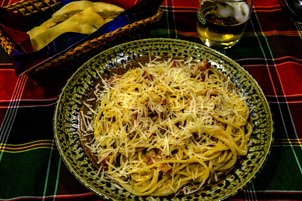 Spaghetti Carbonara for 100,000 kips at Dok Mai Lao Trattoria Italiana on 4-24-23--Pakse copy