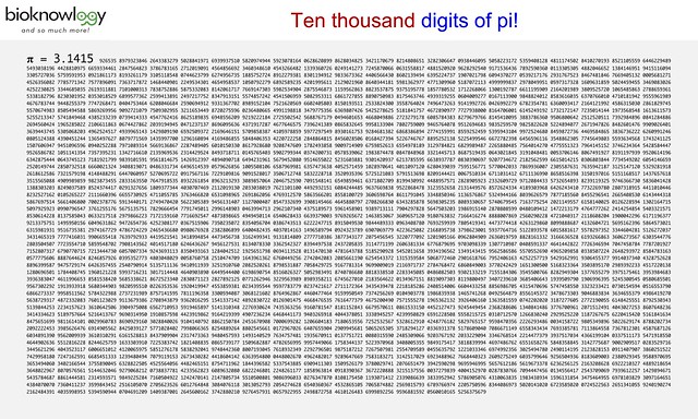 Mathematics 003 - 10,000 Digits of Pi