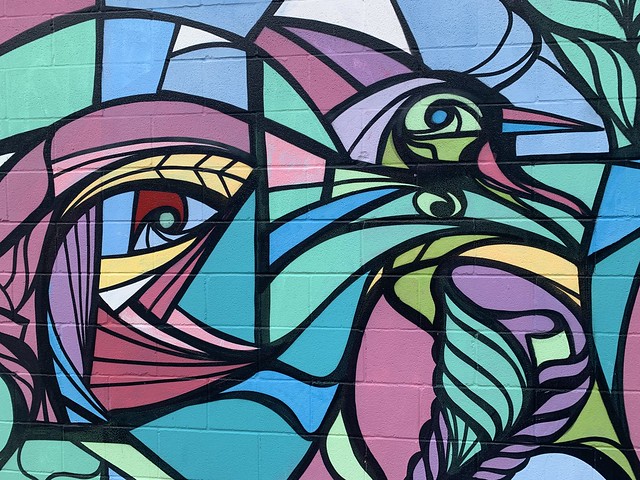 Abstract bird mural