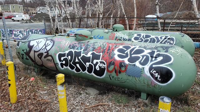 Graffiti-covered Propane Tanks