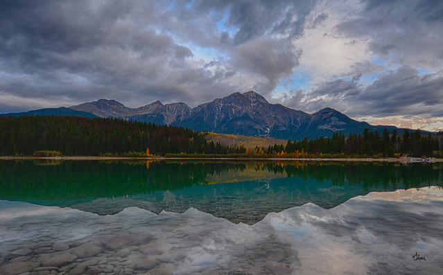 Reflection of Patricia Lake, Alberta, Canada - 3671b+