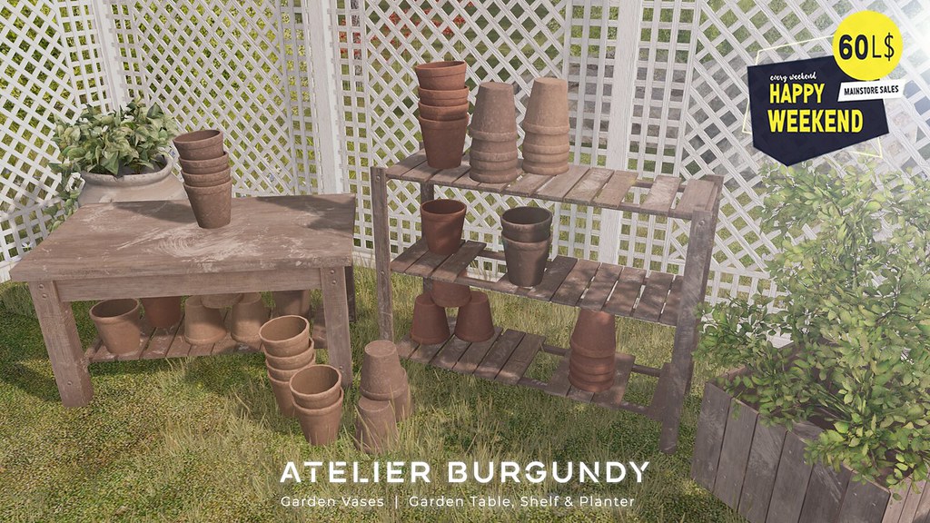 Atelier Burgundy . Garden Vases Table Shelf Planter HW
