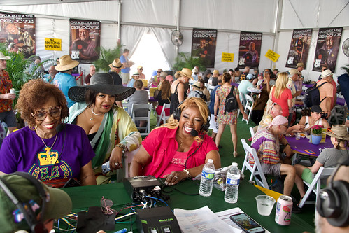 The Dixie Cups on-air at WWOZ's live broadcast from Jazz Fest - April 28, 2023. Photo by Michael White.