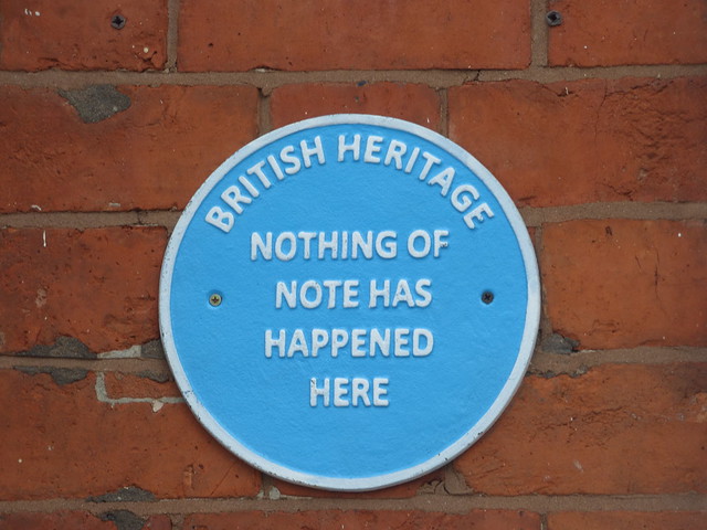 The Stone Room at 93 Vyse Street, Jewellery Quarter - British Heritage - Nothing of Note Happened Here - fake blue plaque