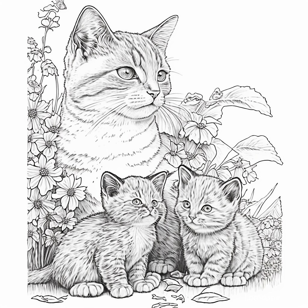Katt_mother_cat_with_kittens_coloring_page_65fafd30-6379-4… | Flickr