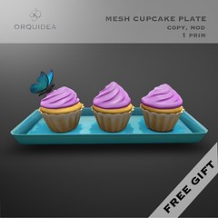 FREE original mesh Spring cupcakes tray.  1 prim.