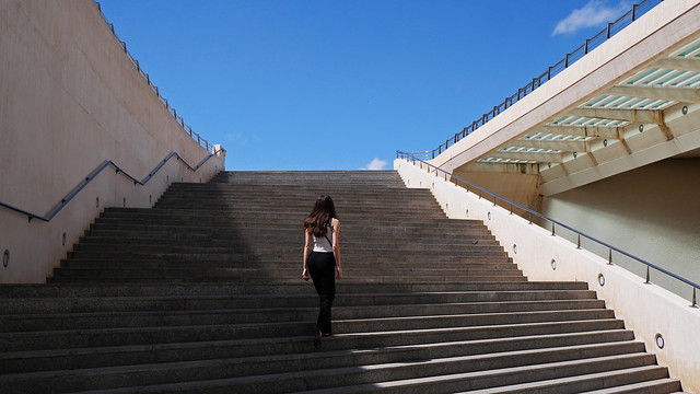Crossing the grand staircase into the light