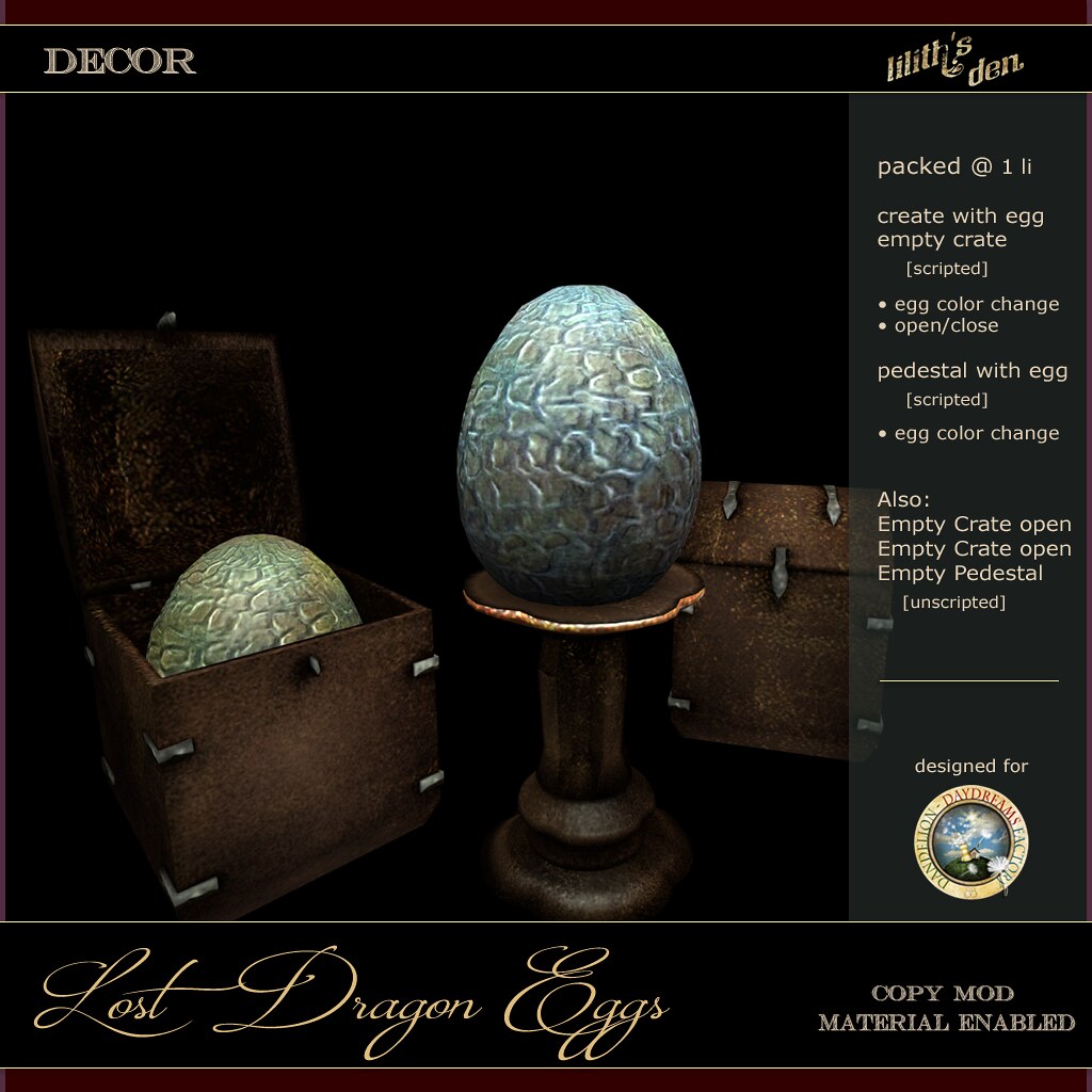 Lilith's Den & DDDF – Lost Dragon Eggs Decor – FFQ'23 End Treasure
