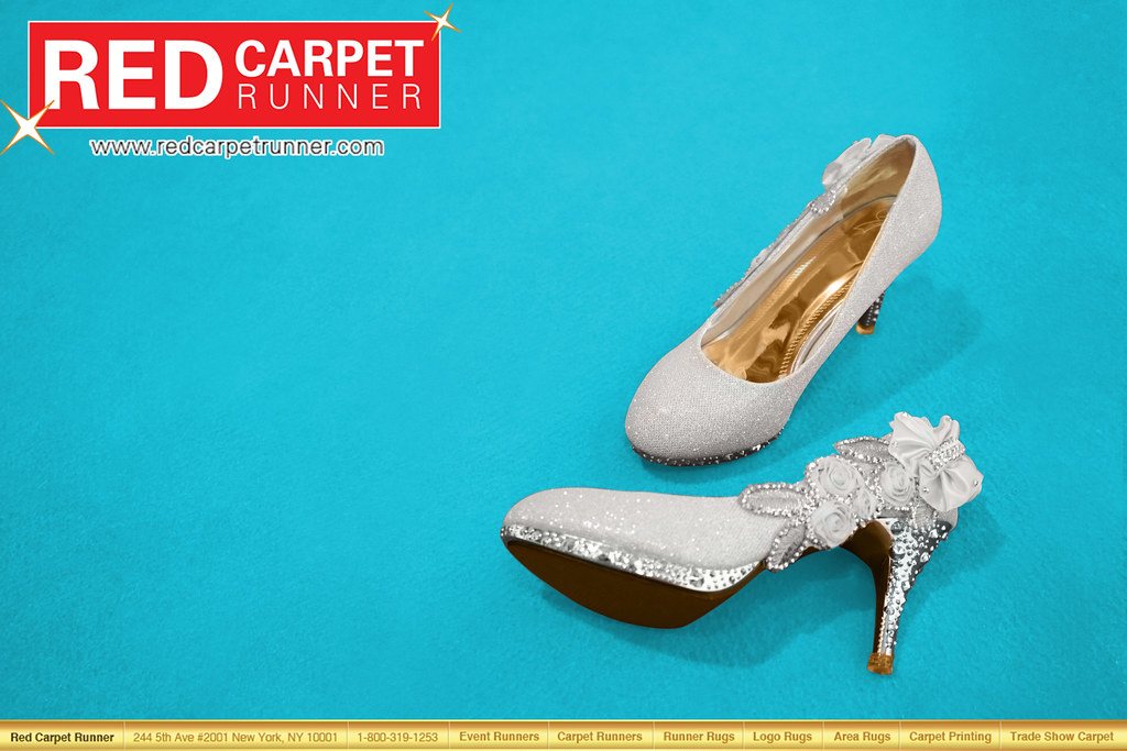 White wedding shoes on light blue carpet | www.redcarpetrunn… | Flickr