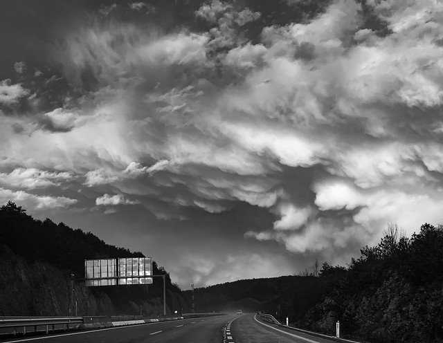 clouds over highway