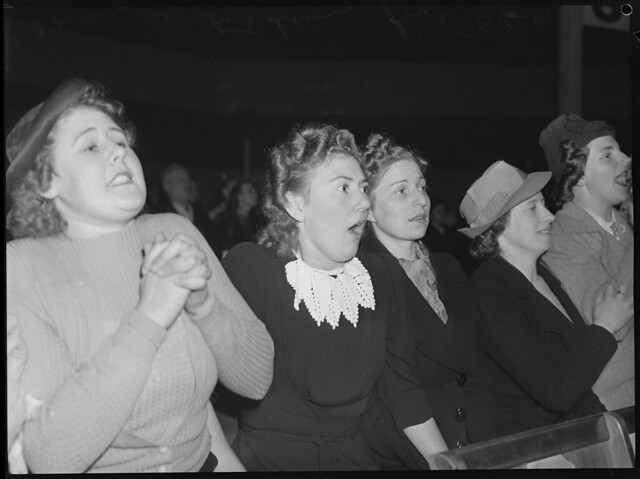 Women spectators at wrestling, Sydney Stadium, 1940