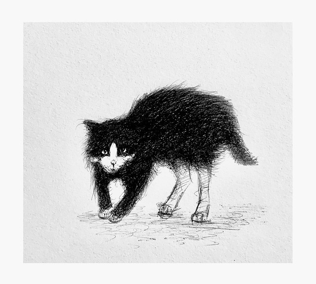 Cat sketch by jmsw on thick card today.
