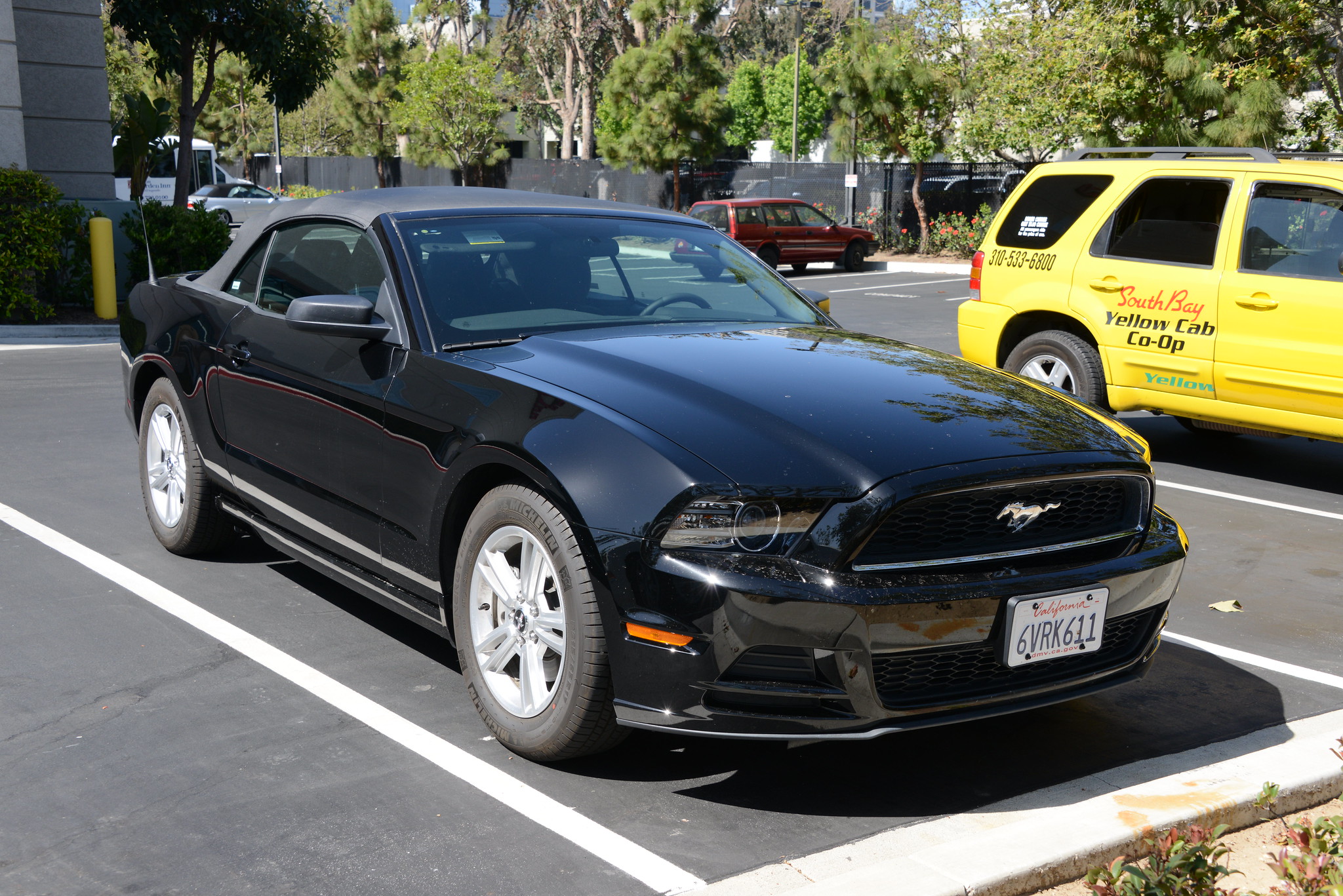 Our black Mustang for our road trip along the Pacific Coast Highway