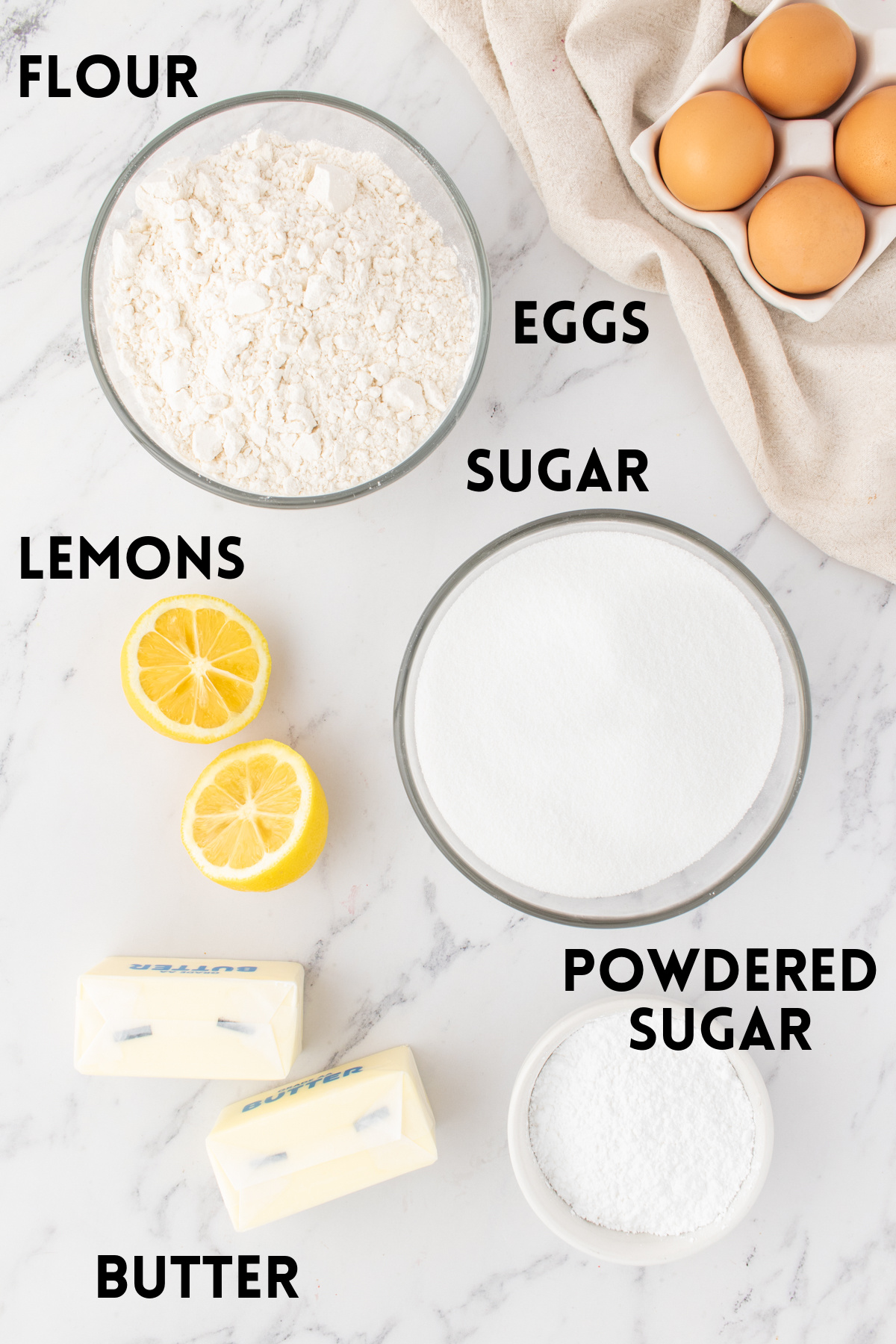 ingredients for lemon bars