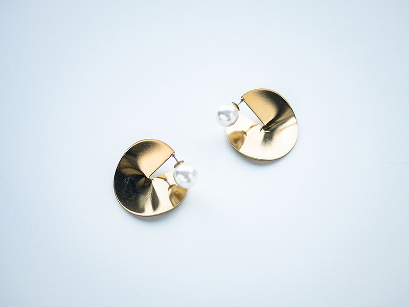 銅/黃銅 耳環/耳夾 金色 - GAIA - 永 * 18 K 古金色耳環
