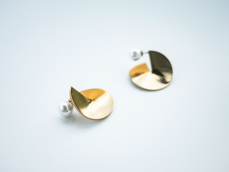 銅/黃銅 耳環/耳夾 金色 - GAIA - 永 * 18 K 古金色耳環