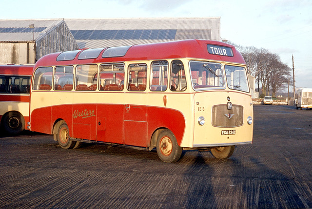 Western SMT . E3 EGA834C . Inchinnan Bus Garage , Strathclyde , Scotland . Tuesday afternoon 21st-March-1978