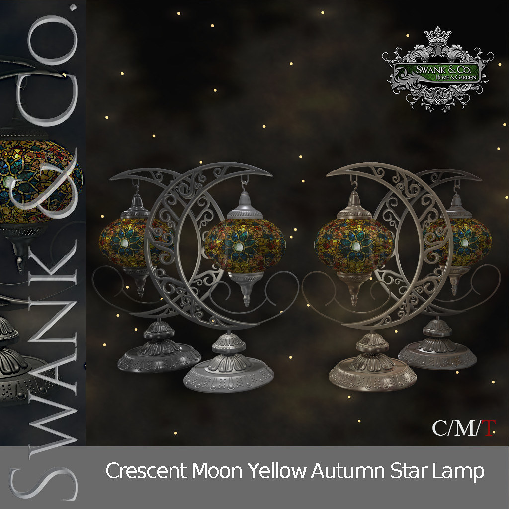 Swank & Co. Crescent Moon Yellow Autumn Star Lamp