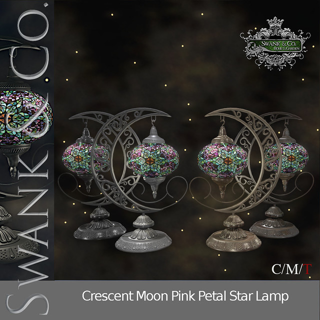 Swank & Co. Cresent Moon Pink Star Lamp
