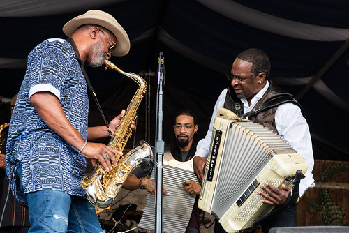 Buckwheat Zydeco Jr. and the II Song Partis Band Jazz Fest 2023 day 5 on May 5, 2023. photo by Ryan Hodgson-Rigsbee
