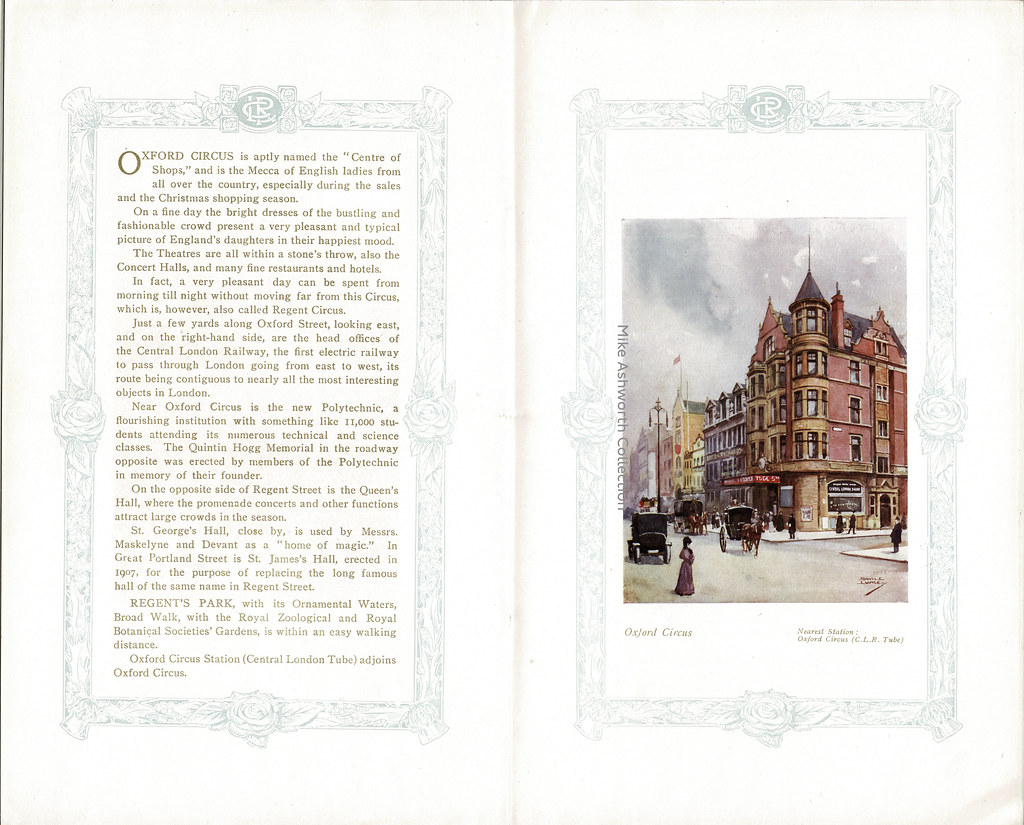 Central London Railway ; Coronation Souvenir book : Some London Views : book issued by the Central London Railway, 1911 : Oxford Circus station