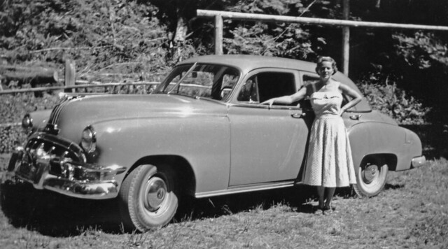 Sooke c1954 Family Member and Car